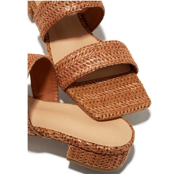 Tan Slip On Double Band Sandal - Picture 3 of 7